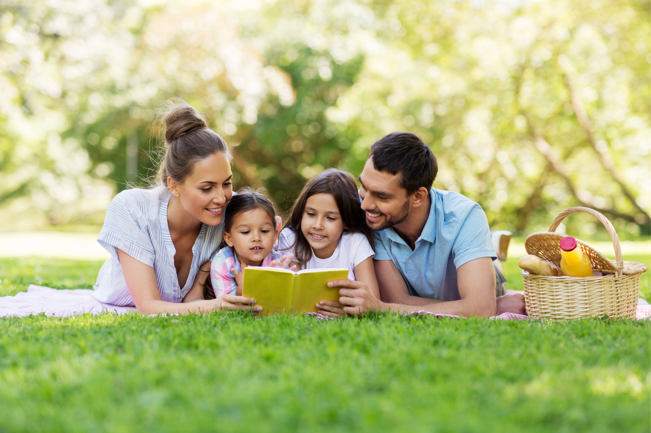 Family Reading a book together